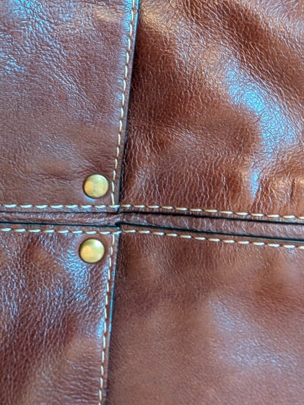 Fossil Rare Vintage Dark Brown Leather Tote - Picture 3 of 8